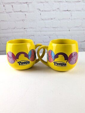 Set of 2 Peeps Yellow Coffee Mugs